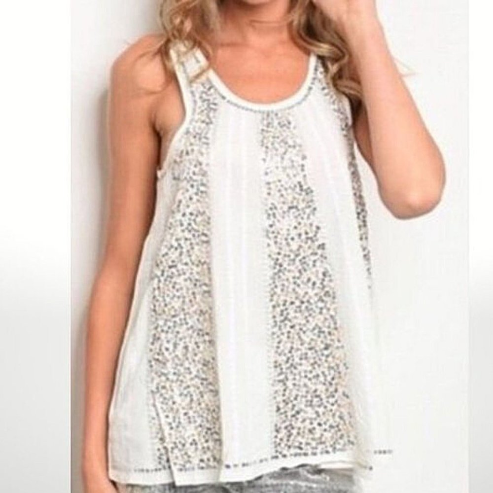 Silver & Gold Sequin Flowy Tank
